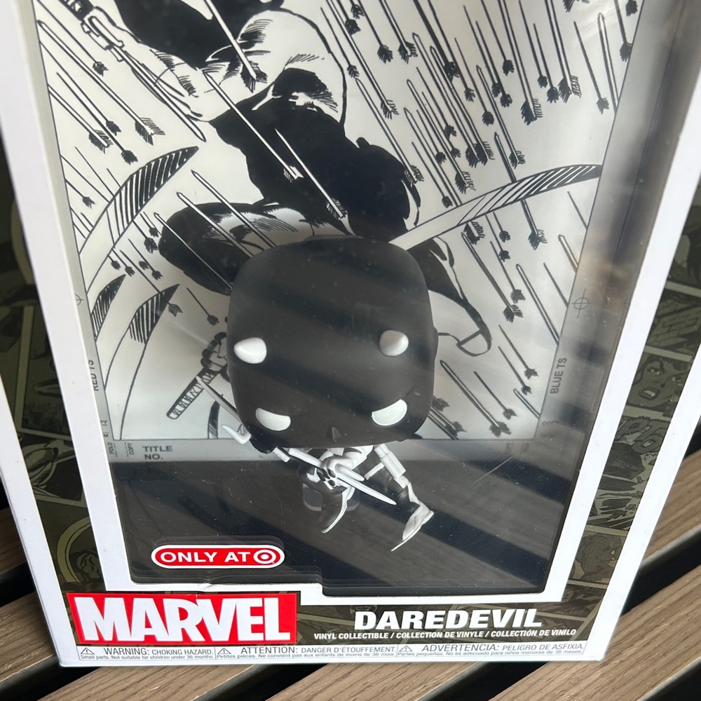 Marvel Daredevil Black and White Figure with comic